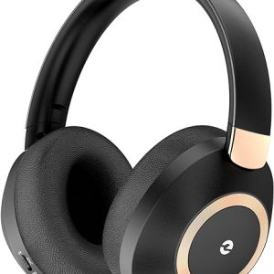 Active Noise Cancelling Headphones, 100H Playtime Headphones Wireless Bluetooth, Bluetooth Headphones with Microphone, Over- Ear Wireless Headphones with Deep Bass for Travel (Black)